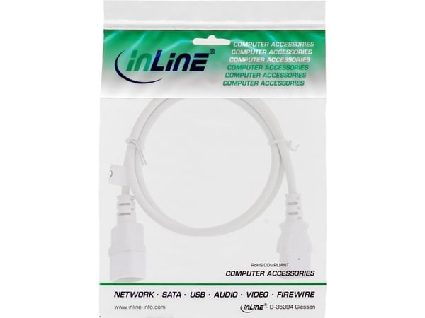 InLine 16505W, 0,5 m, C13 liitin, C14 liitin, H05VV-F, 250 V