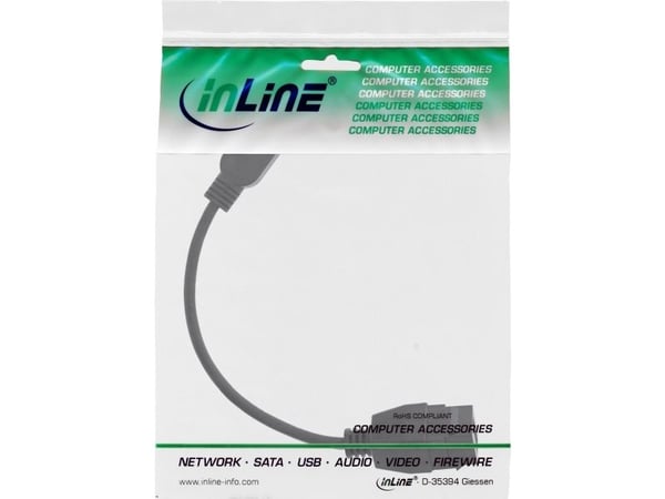 InLine 76206C, 0,2 m, USB A, USB A, USB 3.2 Gen 1 (3.1 Gen 1), Musta