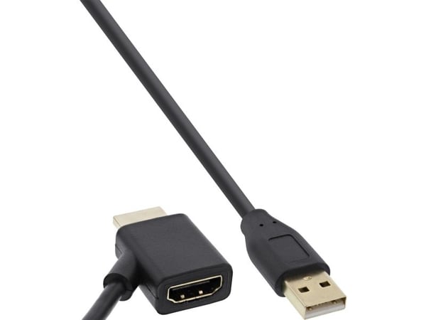 InLine 17600I, 0,5 m, HDMI, USB-A, Hankjønn/hunkjønn, Hankjønn, Ledning feste