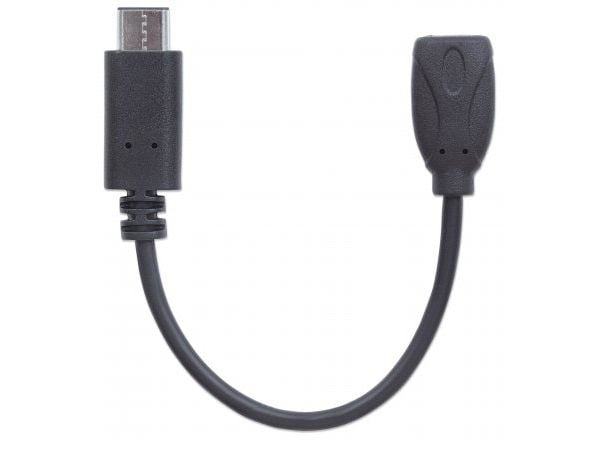 Manhattan 353335, 0,15 m, Micro-USB B, USB C, USB 2.0, uros-/naarasliitin, musta