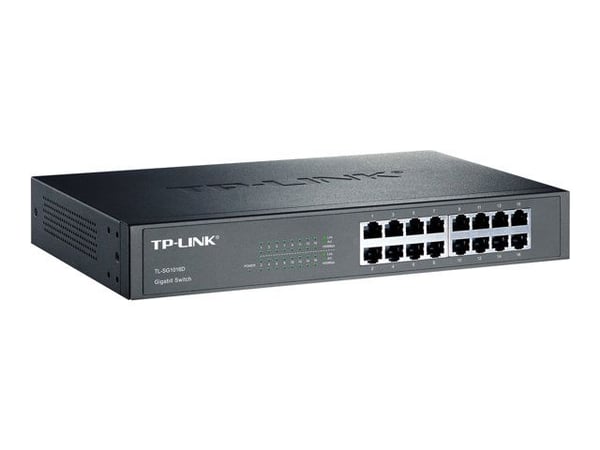 TP-Link TL-SG1016D 16-Port Gigabit Switch - Switch - ohanterad - 16 x 10/100/1000 - skrivbordsmodell