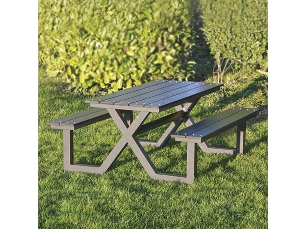 Børne bord-/bænksæt HORTUS X-model sort plywood og antracit stel (801-090)