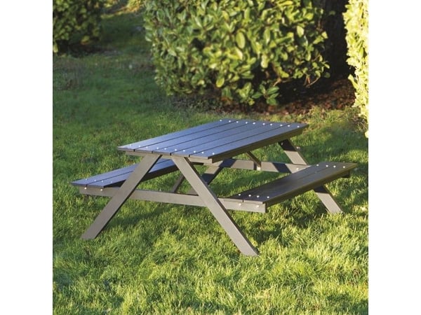 Børne bord-/bænksæt HORTUS A-model sort plywood og alu. stel (801-093)
