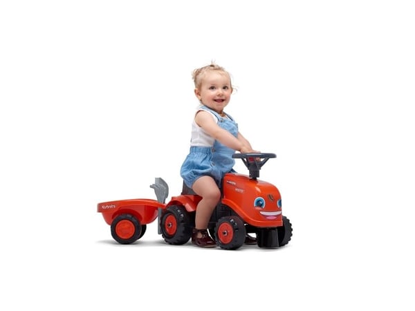 FALK Baby Kubota-ajotraktori perävaunulla, haravalla ja lapiolla (808-022)