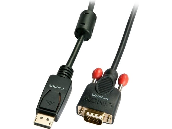 Lindy 41943, 3 m, VGA (D-Sub), DisplayPort, Hanstik, Kultainen
