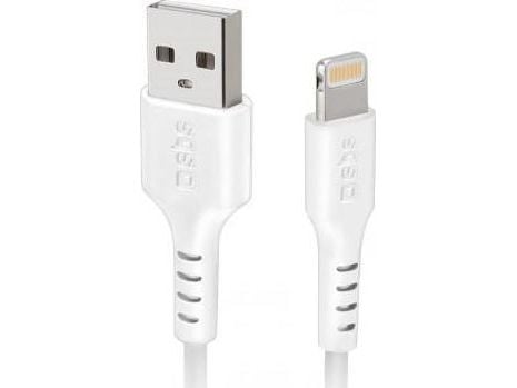 SBS TECABLEUSBIP5389W, 3 m, Lightning, USB A, Hankjønn, Hankjønn, Hvit