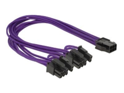 Delock - Strømadapter - 8-pins PCIe-strøm (6+2) (hann) til 6-pins PCIe-strøm (hunn) - 30 cm - purpur