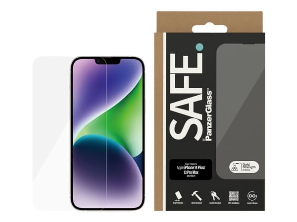 SAFE. by PanzerGlass™ | Case-Friendly - Skærmbeskytter for mobiltelefon - Edge-to-Edge passform - Klart glas | Apple iPhone 13 Pro Max/14 Plus