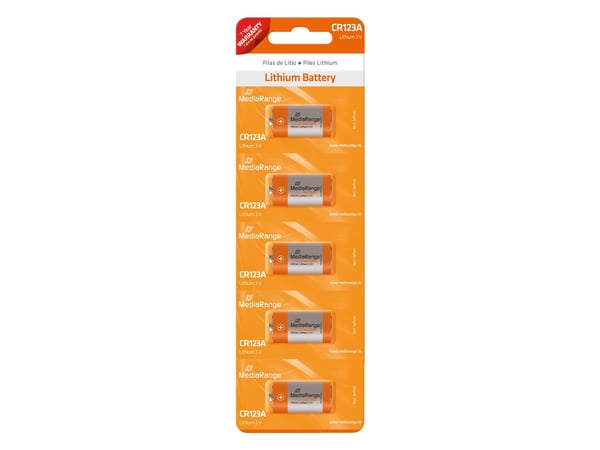 MediaRange - Batteri 5 x CR123A - Li - 1300 mAh