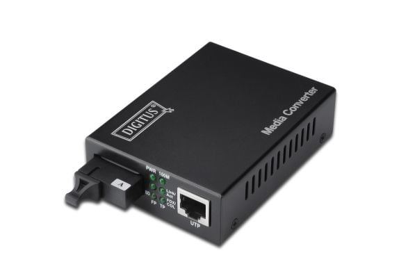 DIGITUS Professional DN-82123 - Fibermedieomformer - 1GbE - 10Base-T, 1000Base-LX, 100Base-TX, 1000Base-T - RJ-45 / SC-enkeltmodus - opp til 20 km ...