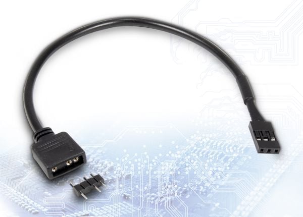 Inter-Tech - RGB LED-adapter - 3-stifts RGB-sokkel (hann) avtakbar til VDG header (hunn) - 20 cm