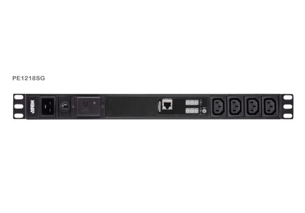 ATEN PE1218SG-AT-G, Grunnleggende, Målte, 1U, Sort, LCD, 18 AC-utganger, C13 kopling