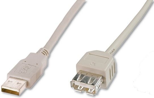 ASSMANN - USB forlængerkabel - USB (han) til USB (hun) - USB 2.0 - 1.8 m - formet - beige