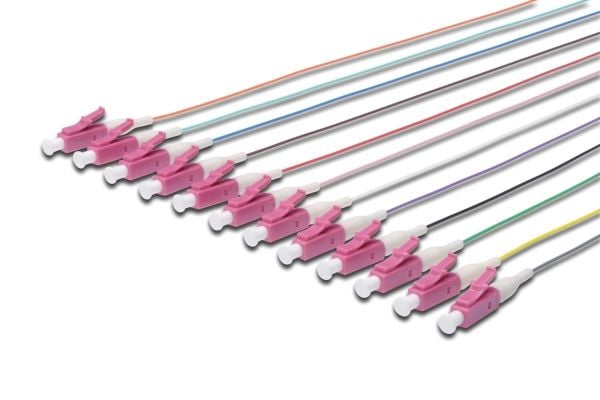DIGITUS Professional - Nettverkskabelsett - LC multimodus (hann) - 2 m - fiberoptisk - 50 / 125 mikroner - OM4 - grå, svart, hvit, blå, gul, rød, g...
