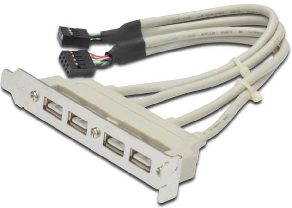 ASSMANN - USB-panel - 10 pin IDC (hunn) til USB (hunn) - 25 cm - formstøpt - beige