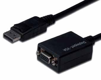 ASSMANN - DisplayPort-adapter - DisplayPort (hann) til HD-15 (VGA) (hunn) - 15 cm - formstøpt - svart
