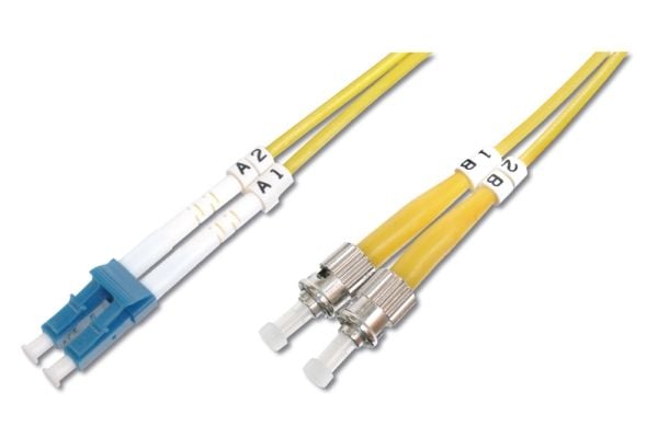 DIGITUS - Nettverkskabel - LC-enkeltmodus (hann) til ST-enkeltmodus (hann) - fiberoptisk - 3 mm - 9 / 125 micron - OS1 - halogenfri - gul