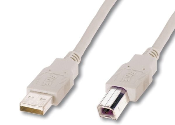 ASSMANN - USB-kaapeli - USB (uros) - USB Type B (uros) - USB 2.0 - 1,8 m - muotoiltu - beige
