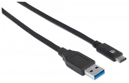 Manhattan 353373, 1 m, USB A, USB C, USB 3.2 Gen 2 (3.1 Gen 2), 10 Gbit/sek, svart