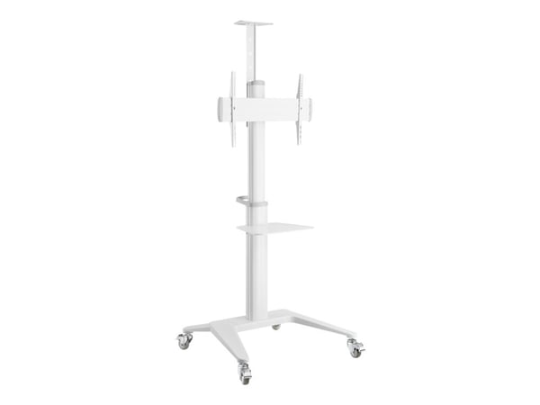 Techly ICA-TR48W, Valkoinen, Litteä paneeli, Multimediakärry, Alumiini, Muovi, Terästä, 70 kg, 5 kg