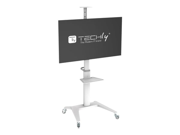 Techly ICA-TR48W, Valkoinen, Litteä paneeli, Multimediakärry, Alumiini, Muovi, Terästä, 70 kg, 5 kg