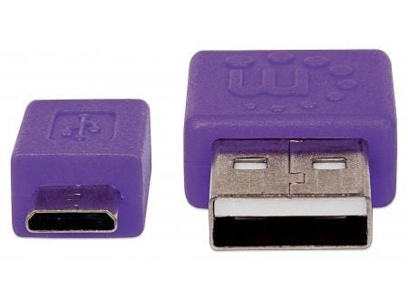 Manhattan - USB-kaapeli - Micro-USB Type B (uros) USB:hen (uros) - USB 2.0 - 1 m - muotoiltu, litteä - violetti/musta