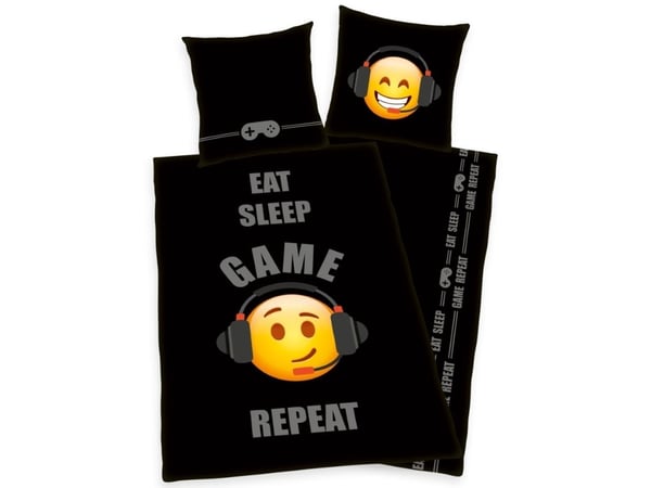 Emot!x Eat Sleep Game Sengetøj (100 procent bomuld)