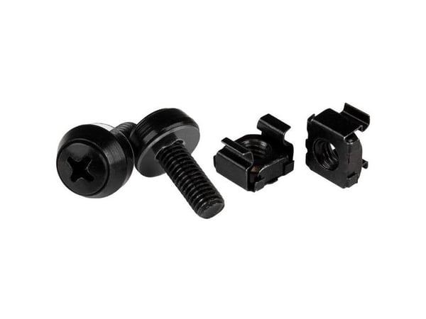 Startech M6 x 12mm Screws and Cage Nuts - 100 Pack - M6 Mounting Screws and Cage Nuts for Server Rack and Cabinet - Black (CABSCREWM62B) - Skruer o...