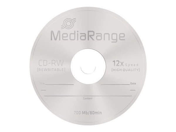 MediaRange MR235, 12x, CD-RW, 700 MB, Kakkulaatikko, 10 kpl