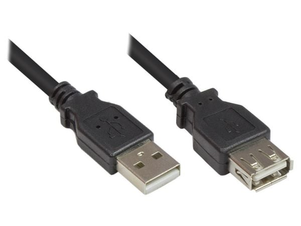 Alcasa USB 2.0 3m, 3 m, USB A, USB A, USB 2.0, Hankjønn/hankjønn, Sort
