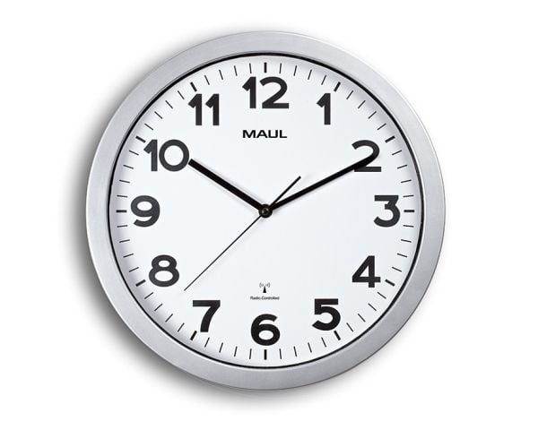 MAUL 9053595, Vegg, Kvartsklokke, Sirkel, Sølv, Hvit, Plast, AA