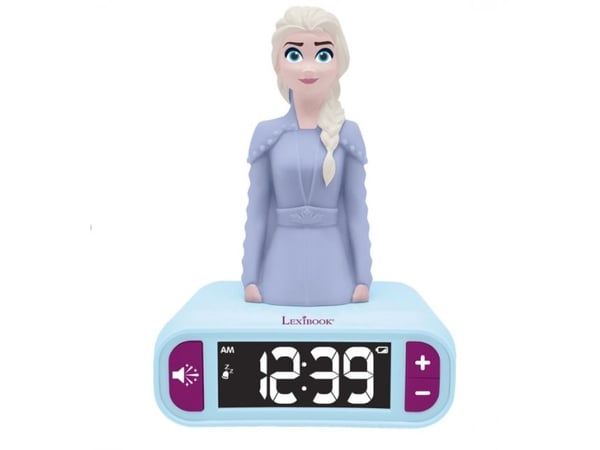Vækkeur med natlys 3D-design Frozen Elsa og lydeffekter