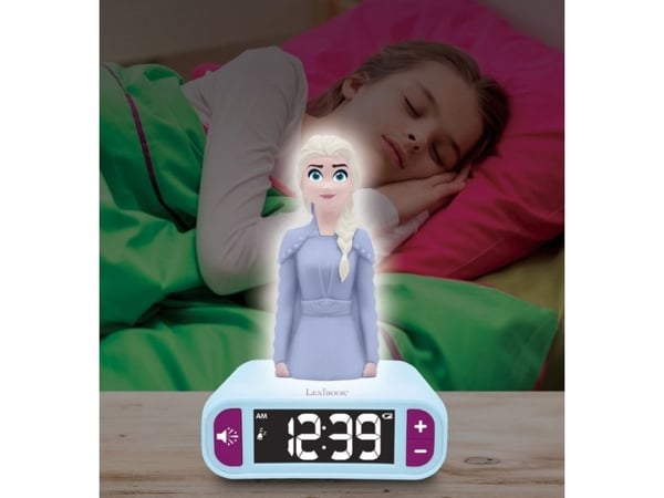 Vækkeur med natlys 3D-design Frozen Elsa og lydeffekter