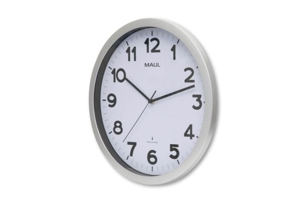 MAUL MAULstep, Vegg, Kvartsklokke, Rund, Sølv, Hvit, Plast, AA