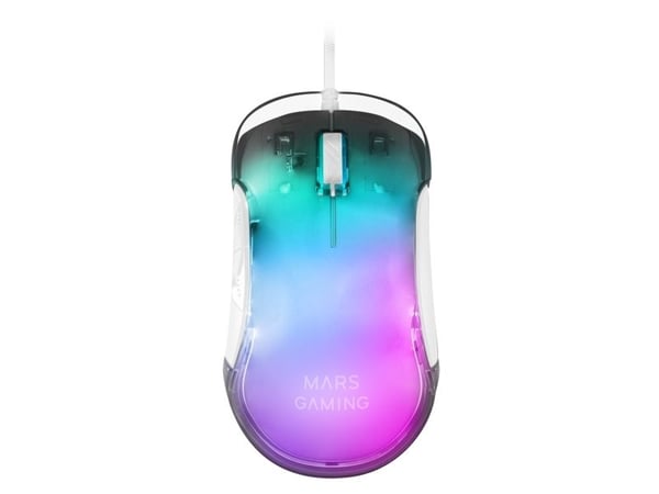 Mars Gaming MMGLOWW, Høyre hendt, Optisk, USB Type-A, 12800 DPI, Hvit