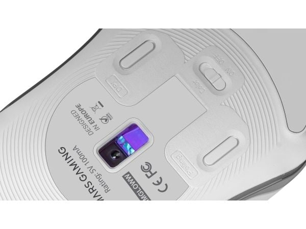 Mars Gaming MMGLOWW, Høyre hendt, Optisk, USB Type-A, 12800 DPI, Hvit