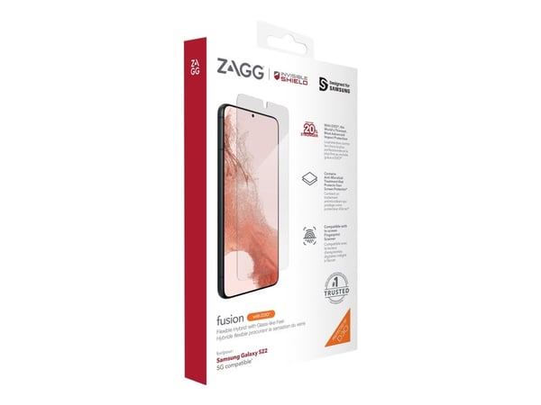 ZAGG InvisibleShield Fusion D3O Curve - Skjermbeskyttelse for mobiltelefon - biometrisk teknologi - glass - for Samsung Galaxy S22