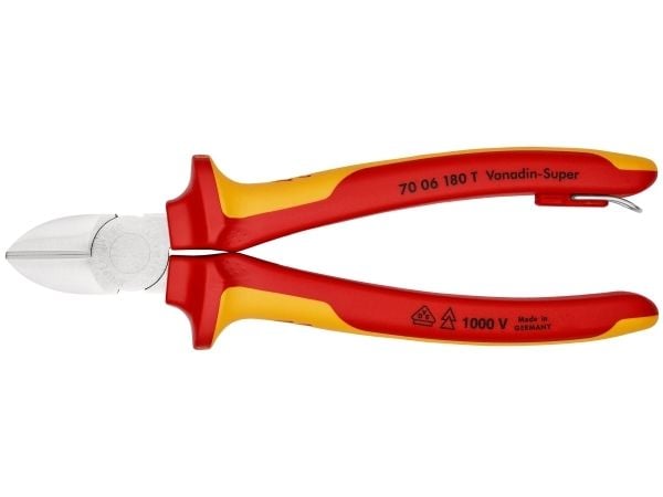Knipex 70 06 180 T, Avbitertang, 4 mm, Stål, Plast, Oransje, Rød, 57 mm