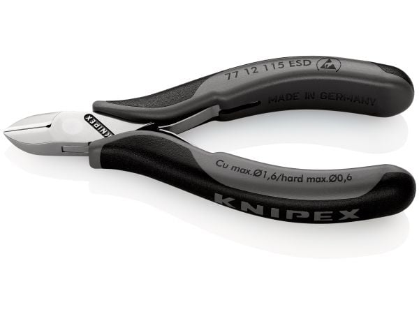 Knipex 77 12 115, Diagonal tang, 1,1 cm, 7,5 mm, 1,4 cm, Stål, Plast