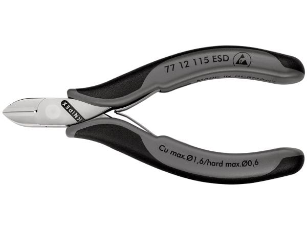 Knipex 77 12 115, Diagonal tang, 1,1 cm, 7,5 mm, 1,4 cm, Stål, Plast