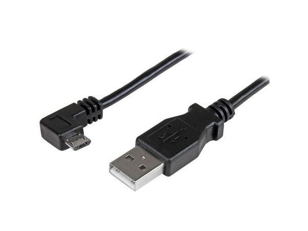 StarTech 1m 3 ft Micro-USB Charge-and-Sync Cable - Right-Angle Micro-USB - M/M - USB to Micro USB Charging Cable - 30/24 AWG (USBAUB1MRA) - USB-kab...