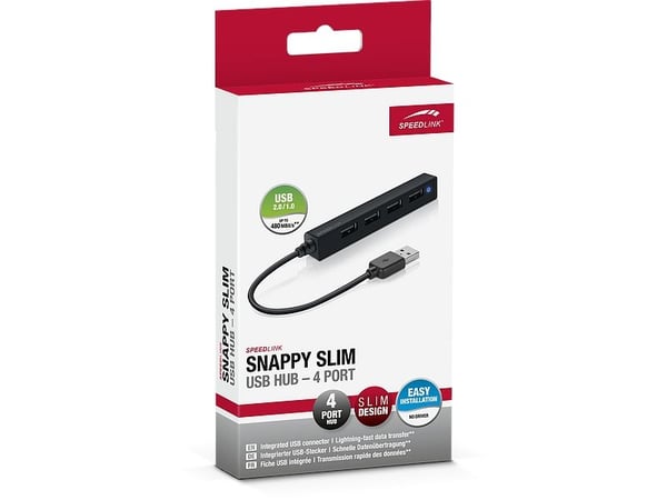 SPEEDLINK SNAPPY SLIM - Hubb - 4 x USB 2.0 - skrivbordsmodell