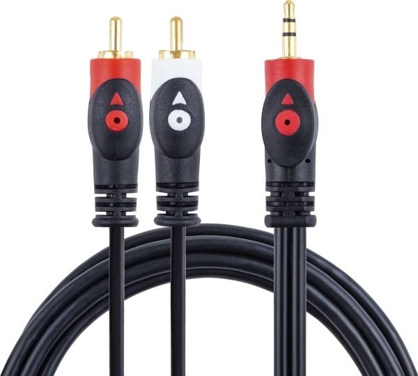 Libox Jack 3,5 mm til RCA (Cinch) x2 kabel 3 m svart (LB0023)