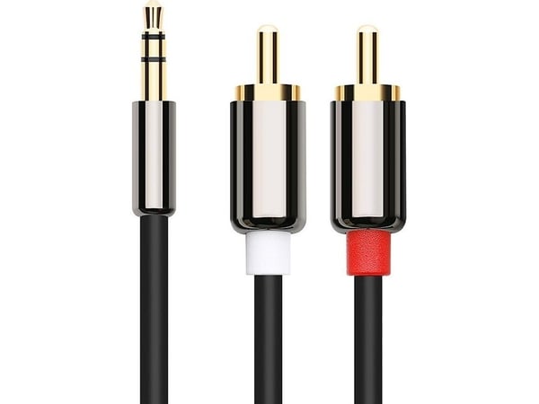 Kabel Libox Jack 3,5 mm - RCA (Cinch) x2 1,5 m sølv (LB0092)