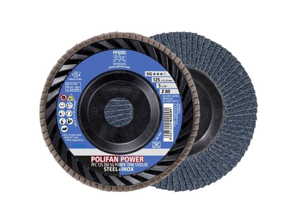 PFERD POLIFAN flap discs zirconia alumina Z SG POWER TRIM STEELOX, 12,5 cm, 10 stykker