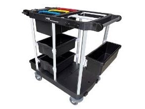 Rengöringsvagn, Nordic Recycle Trolley 2.0, medium, öppen, 1010x620x1070 mm, svart, återvunnen HDPE