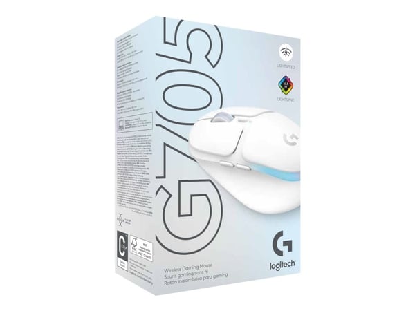 Logitech G G705 - Mus - små hender - 6 knapper - trådløs - Bluetooth - USB Logitech LIGHTSPEED-mottaker - hvit