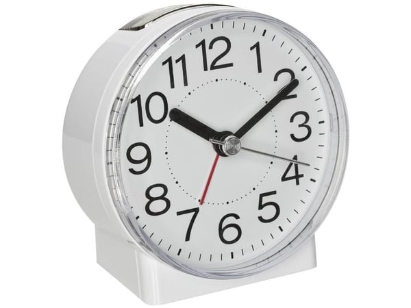 TFA-Dostmann 60.1037.02, Quartz vekkerklokke, Rund, Hvit, Innendørs, Voksen, Batteri