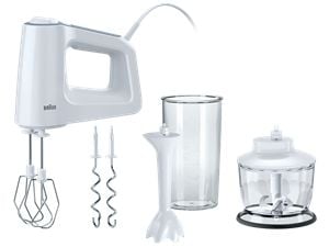 Braun HM 3135 WH, Håndmixer, Grå, Hvid, Slå, Hakke, Ælte, Mikse, 1,25 m, 0,6 L, 0,5 L