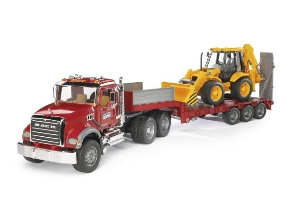BRUDER - MACK Granite lastbil med låg lastare och JCB 4CX grävmaskin